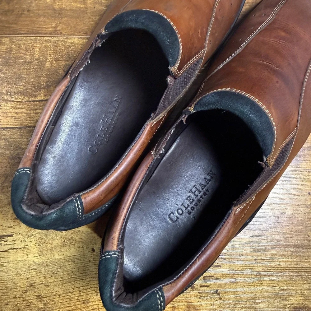 Cole Haan Country C02167 Brown Leather Vibram Slip On‎ Loafers Mens 10.5 M